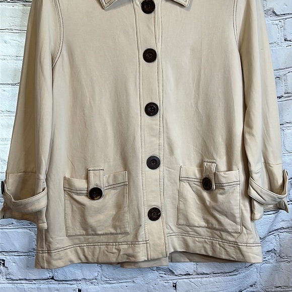 At Soul By Ann Trinity Khaki Large Brown Button Front Pocket Jacket Size Small - Picture 4 of 9